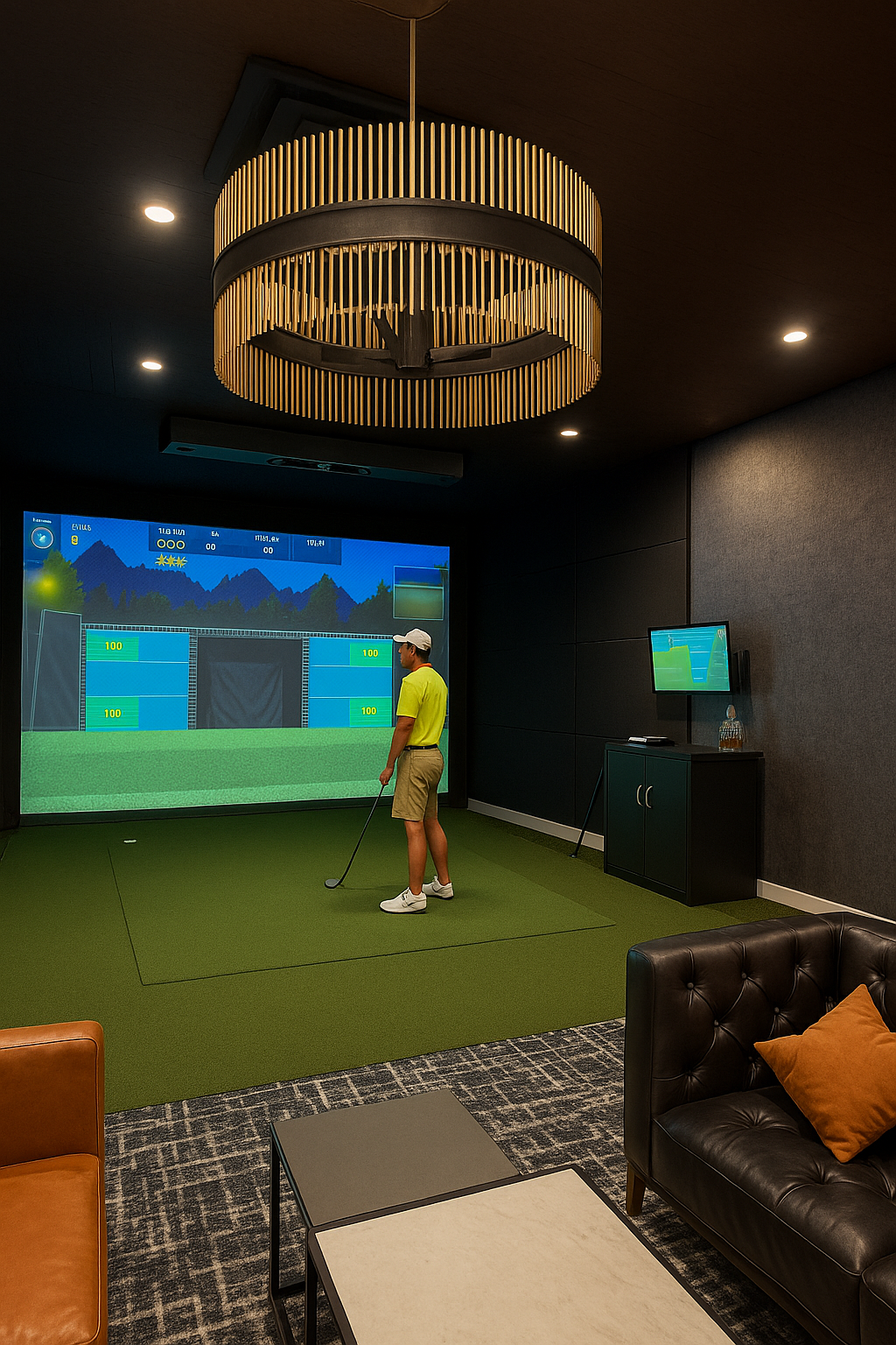 PinHigh Worthington golf simulator bay rendering